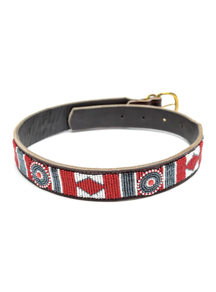 Handmade Maasai Beaded Leather Dog Collar