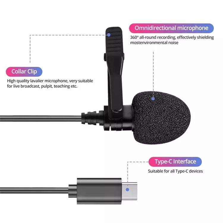 Mini Clip On Lapel Microphone For Hands Free Use For Type C Devices - Image 2