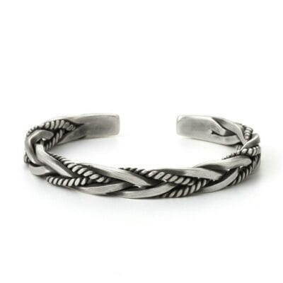 Twisted Thai Retro Woven Silver Bracelet