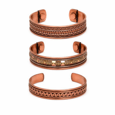 Unisex Copper Magnetic Bracelets x 3