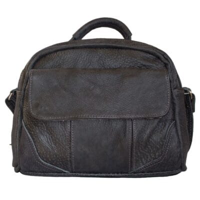 Genuine Leather Shoulder Bag with Front Pockets