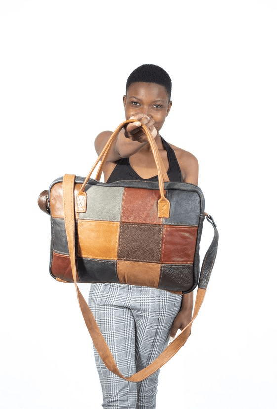 Patched Leather Handbag - Image 4
