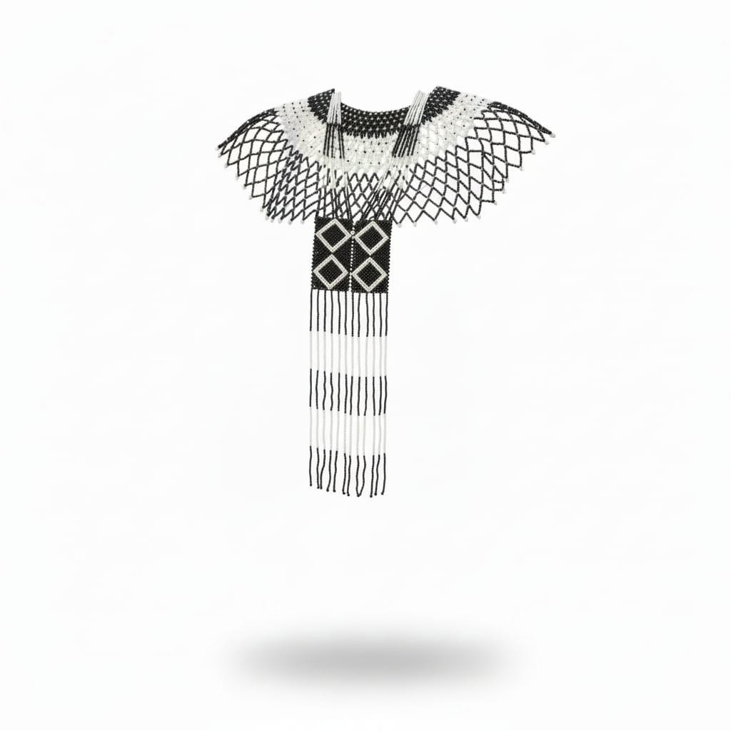 Black and White Beaded Statement Neckpiece